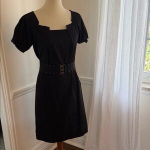 Diane Von Furstenberg  Square-Neck Short Sleeve Dress with Belt